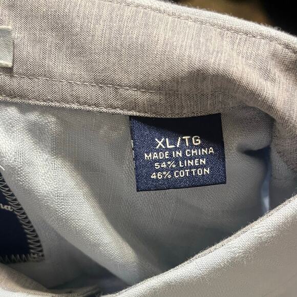 Tommy Bahama Linen Textured Long Sleeve Button Up Plaid Check Shirt Men XL Gray - Picture 5 of 7